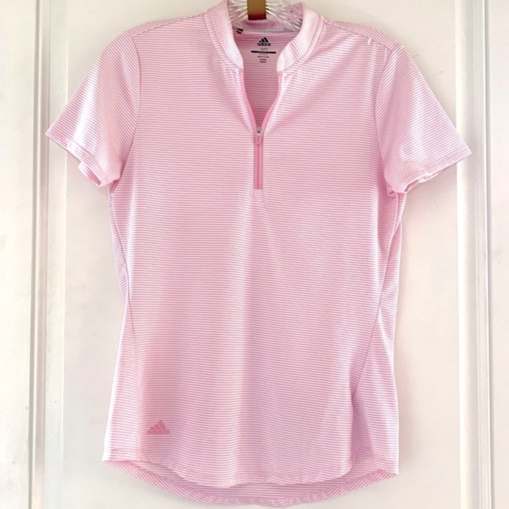 NEW adidas zip-up women’s striped golf/athletic polo shirt